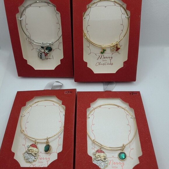 Holiday Time Christmas Fashion Jewelry Goldtone/Silvertone Bracelets Pins 12 Pcs - Picture 2 of 14